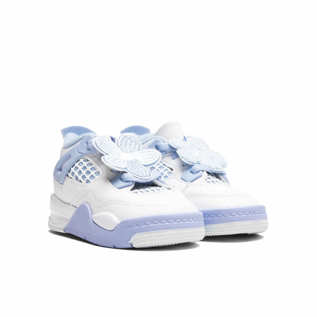 Air Jordan 4 Retro 'Aluminum' (TD) - White/Aluminum/Blue Tint/Oil Green