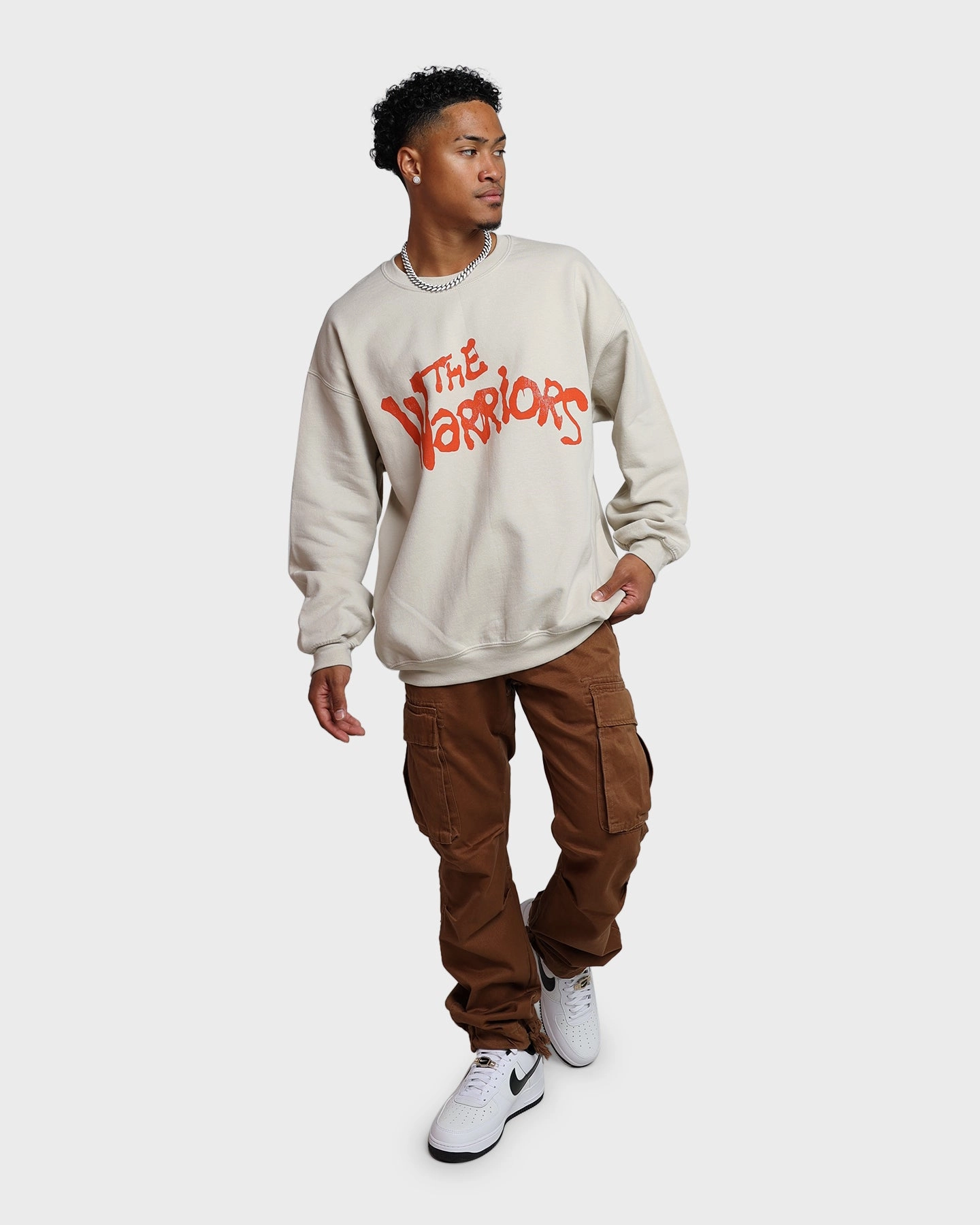 American Thrift X The Warriors Poster Crewneck Stone