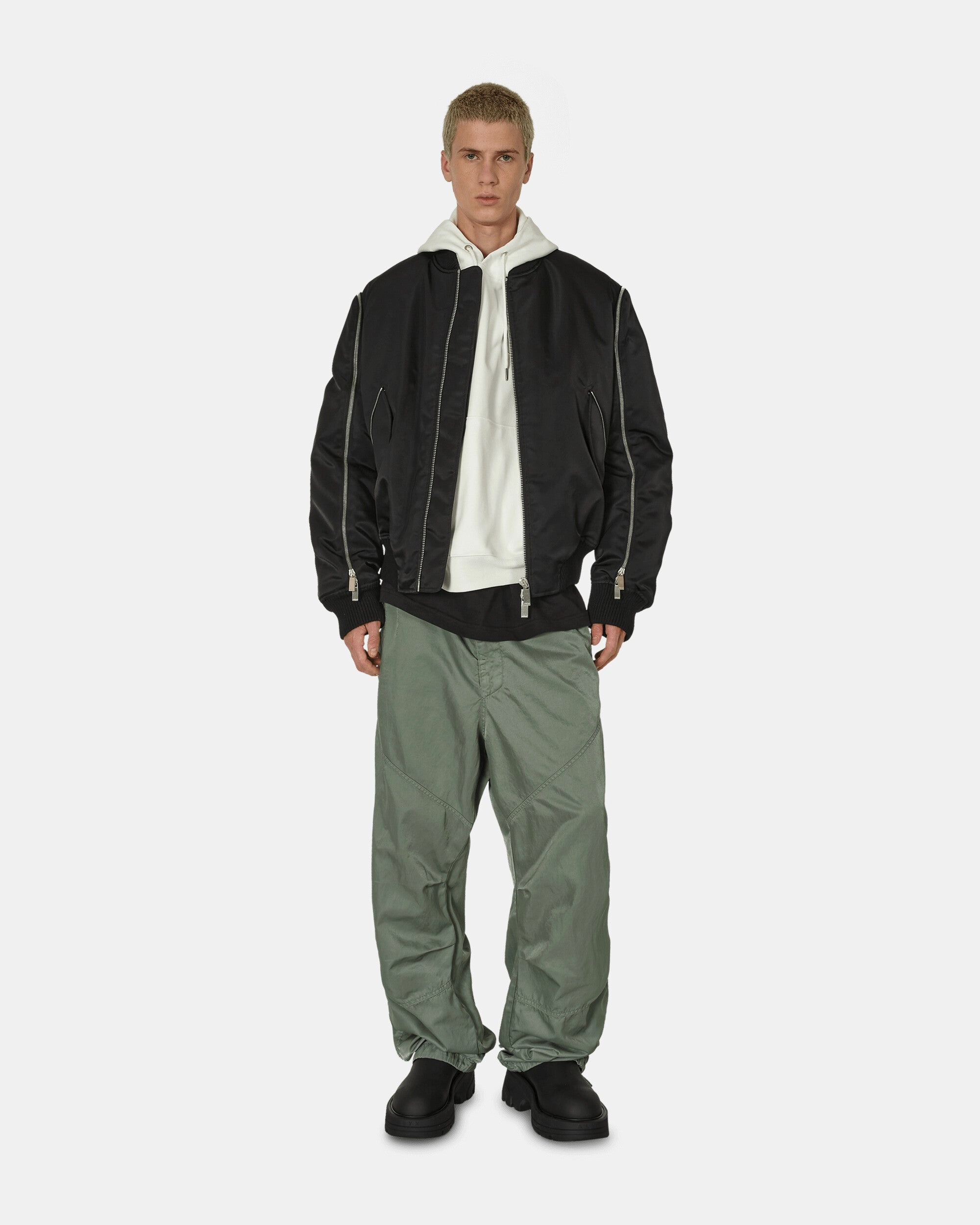 Arrow Embroidered Zip Bomber Jacket Black