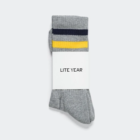 Crew Socks - Heather Grey/Navy Stripe