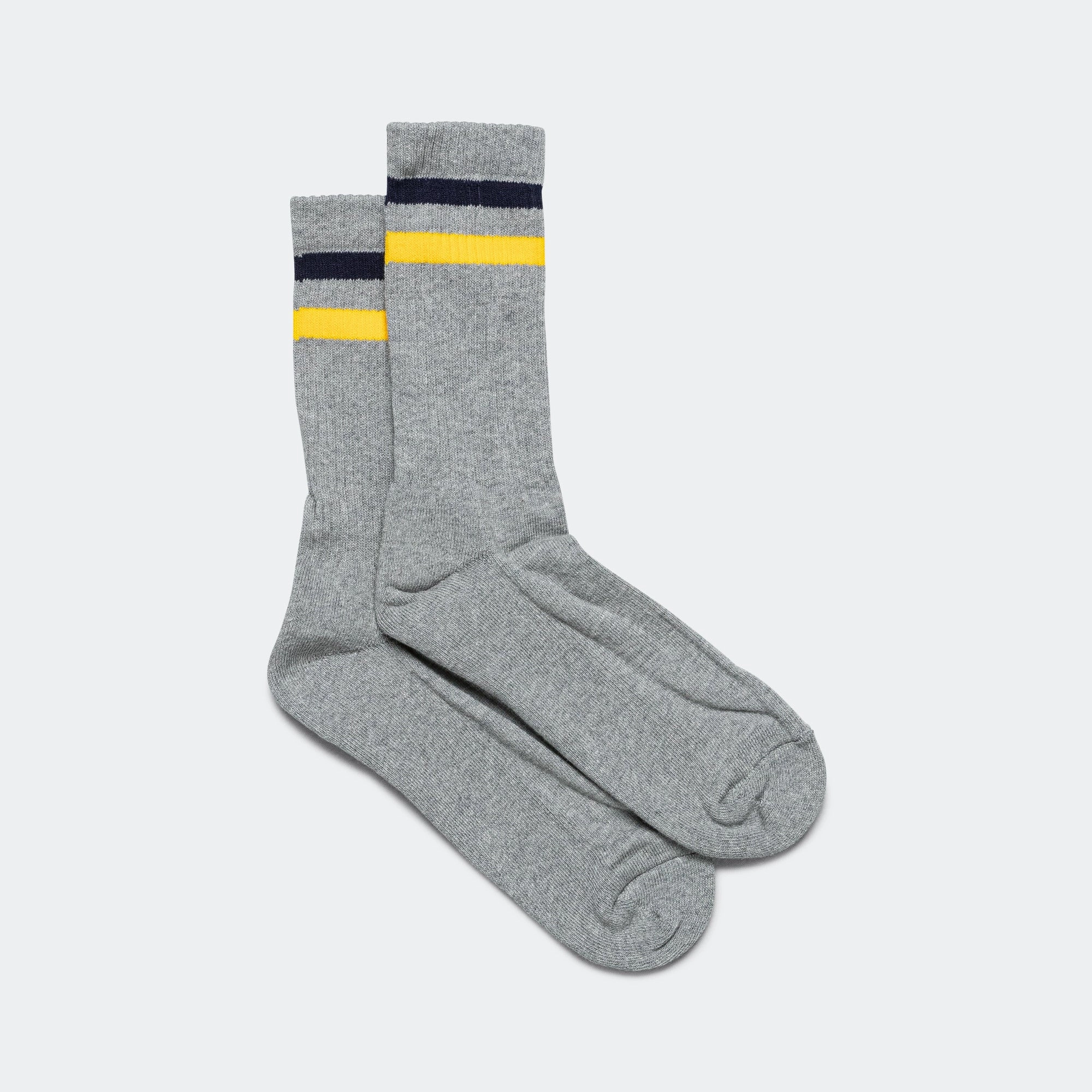 Crew Socks - Heather Grey/Navy Stripe
