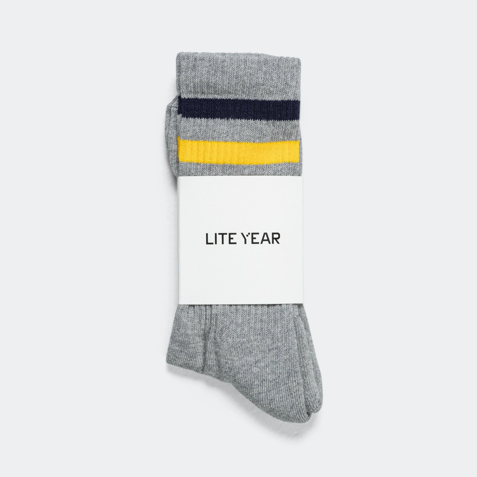 Crew Socks - Heather Grey/Navy Stripe