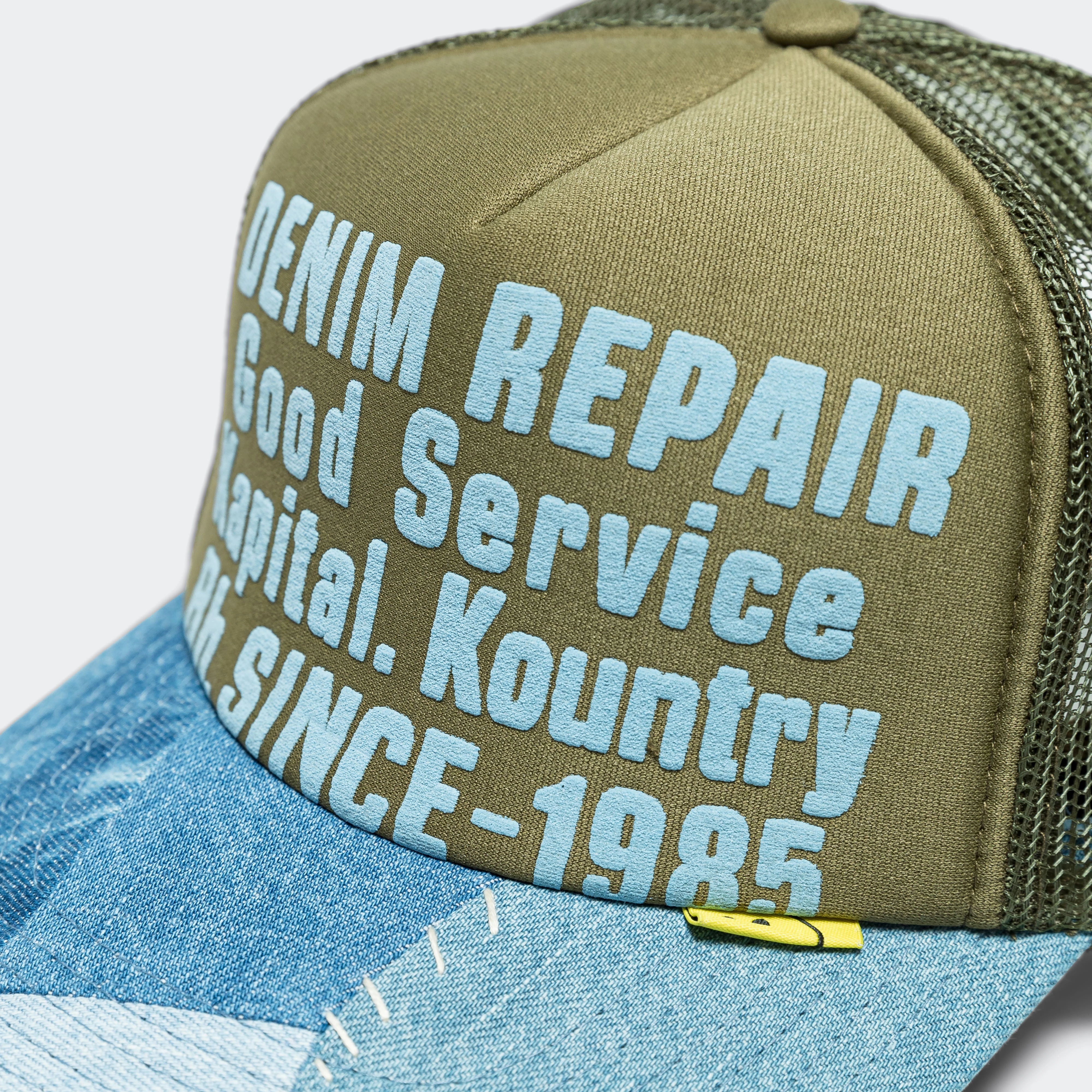 DENIM REPAIR SERVICE Denim Re-Construct Trucker Cap - Dark Green