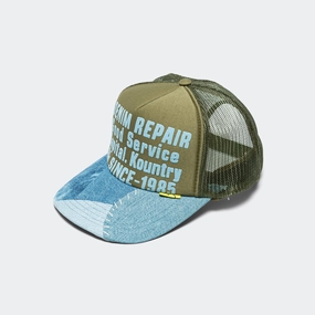 DENIM REPAIR SERVICE Denim Re-Construct Trucker Cap - Dark Green