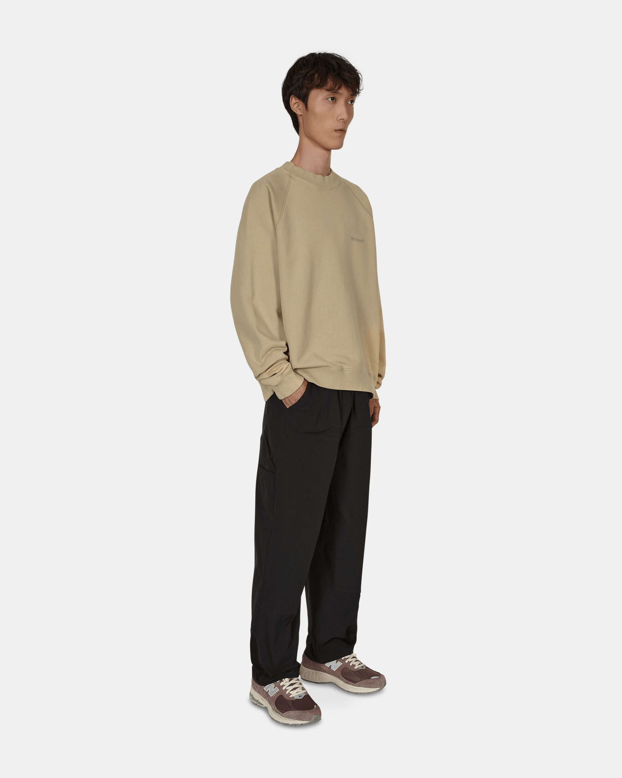 Diag Tab Vintage Crewneck Sweatshirt Beige