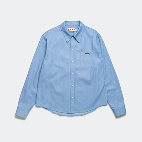 Long Sleeve Cotton Shirt - Iris Blue
