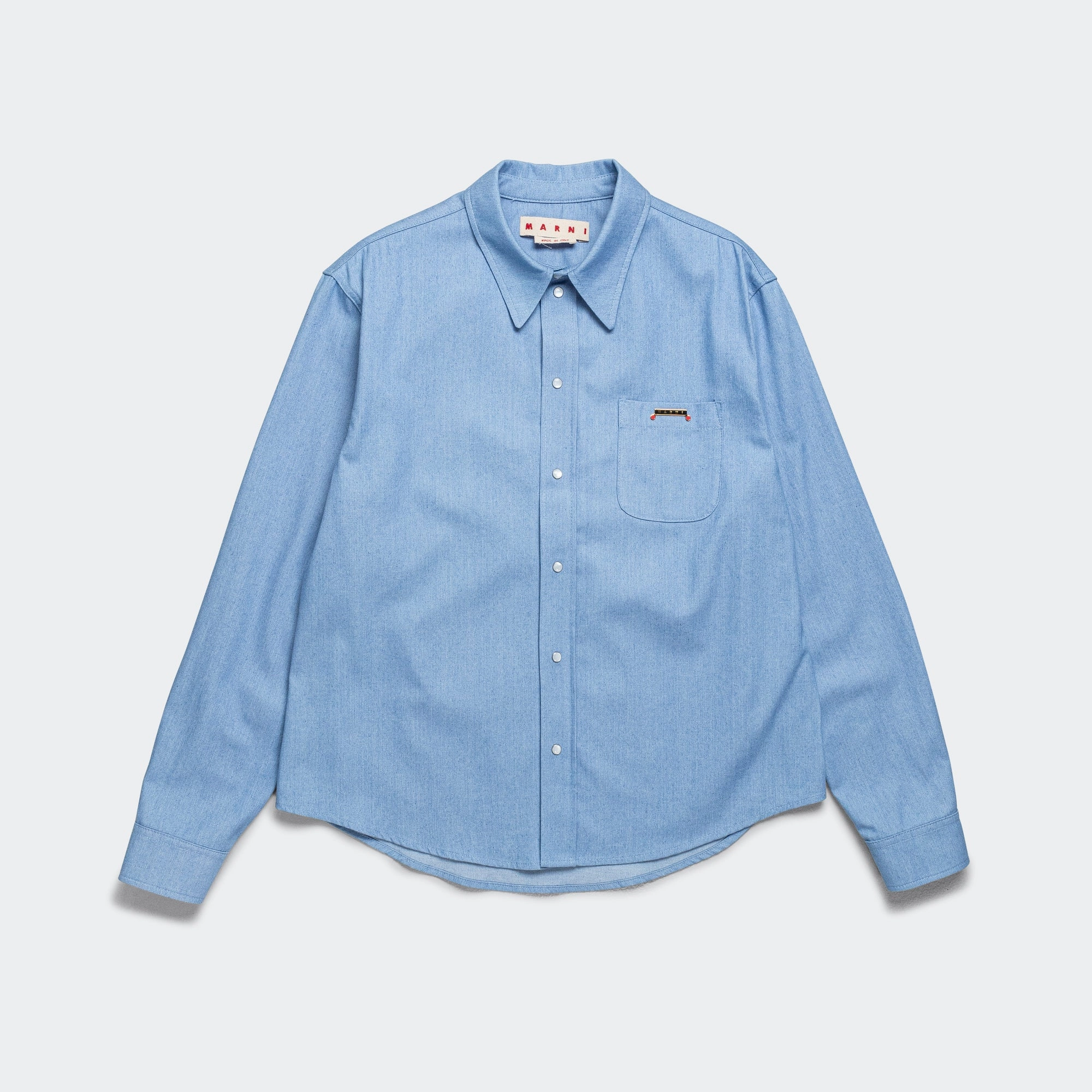 Long Sleeve Cotton Shirt - Iris Blue