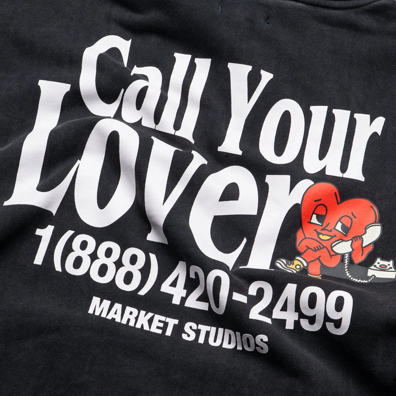 Market Call Your Lover Hoodie - Washed Black