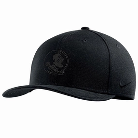 Nike 2023 Tonal Seminole Logo Triple Black Swoosh Flex Cap - Black