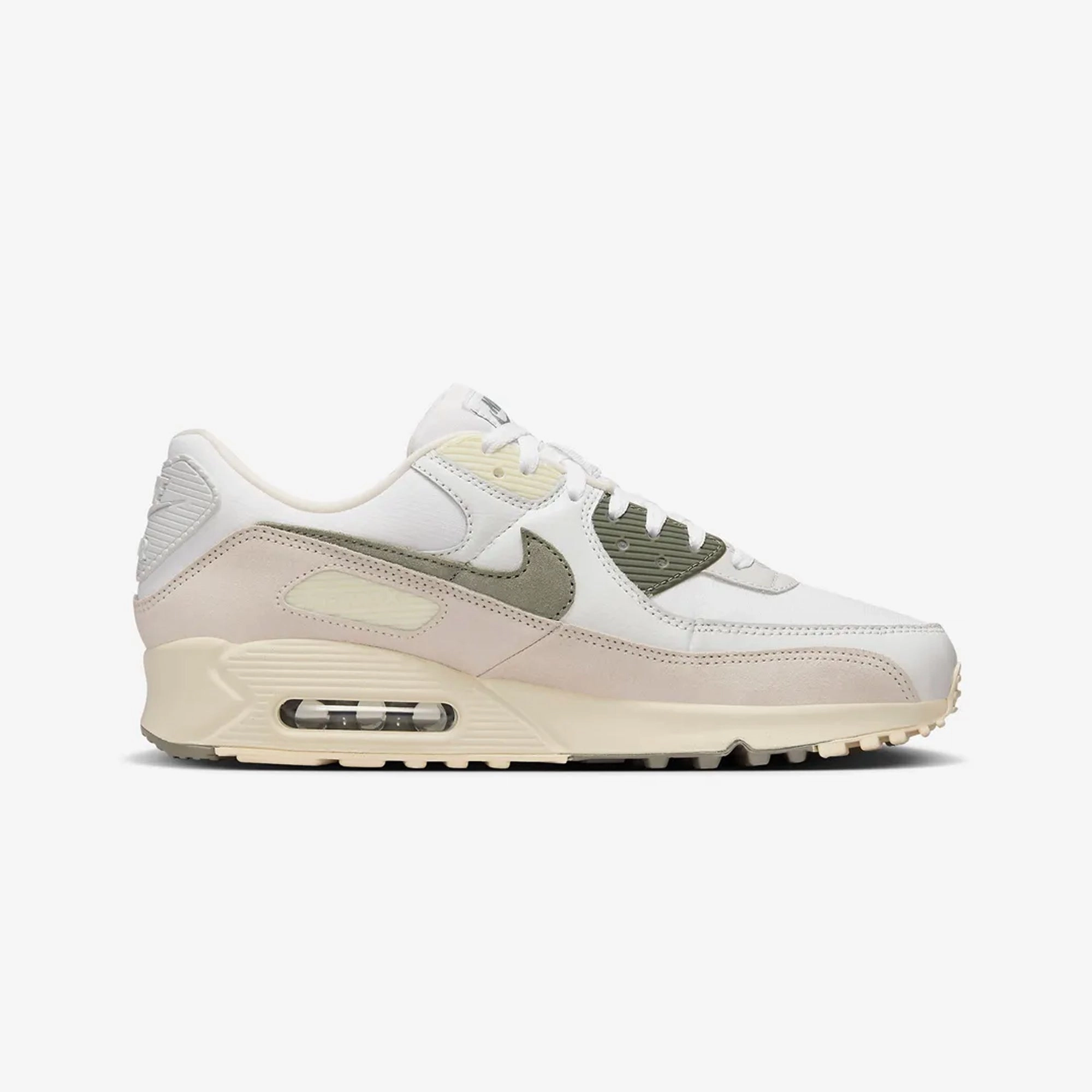 Nike | AIR MAX 90 SE  { WHITE/DARK STUCCO-SUMMIT WHITE-PHANTOM