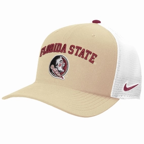 Nike Men's Florida State/Seminole Logo Adjustable Rise Structured Trucker Cap - Vegas Gold/White