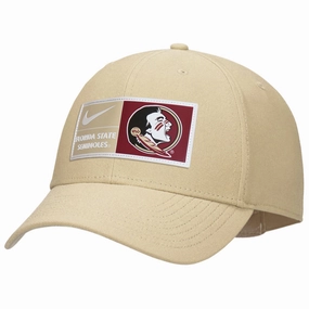 Nike Men's Florida State Seminoles/Seminole Logo Patch Adjustable Dri-fit Club Structured Cap - Vegas Gold