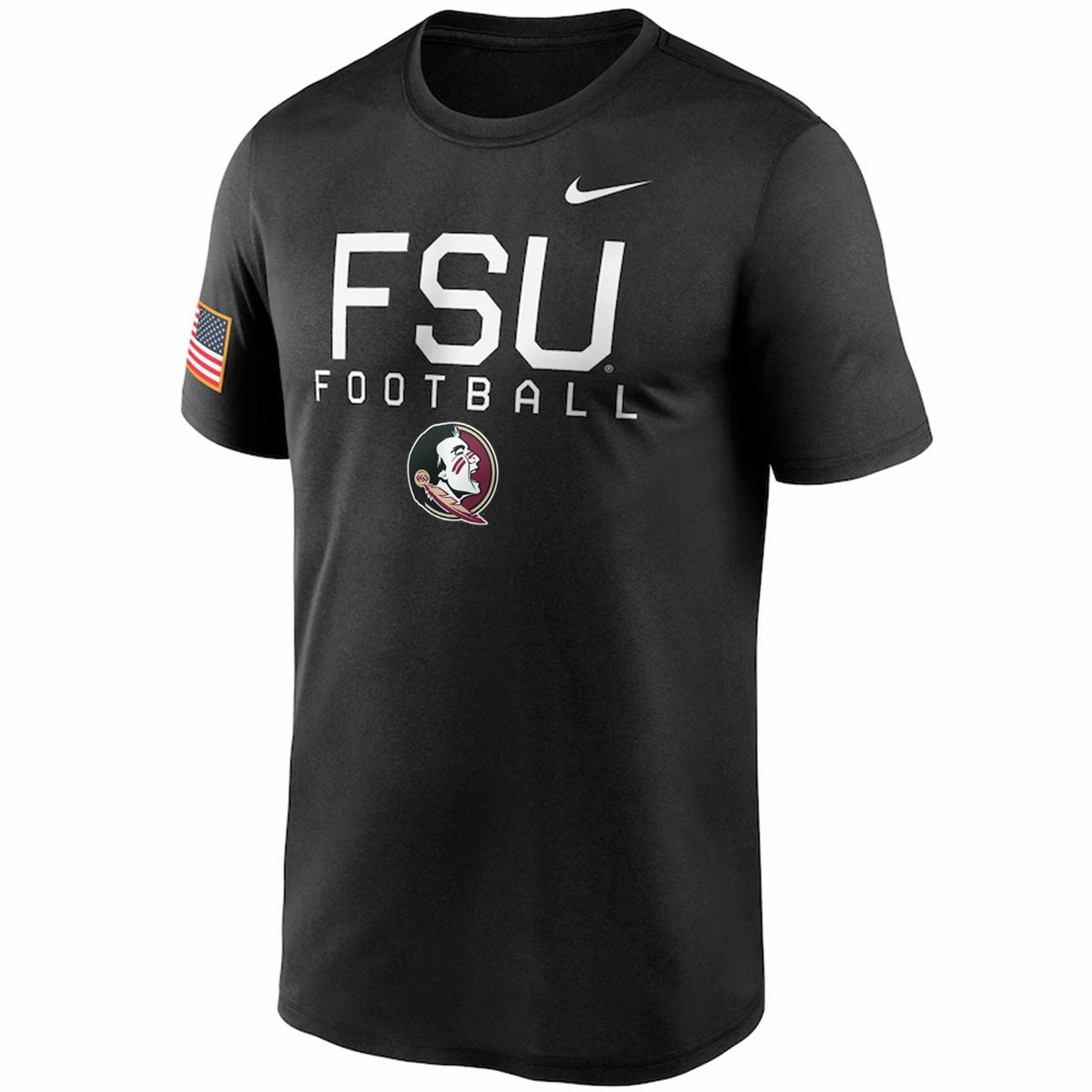 Nike Men's FSU Football/Seminole Logo Legend Short Sleeve Military T-shirt - Black