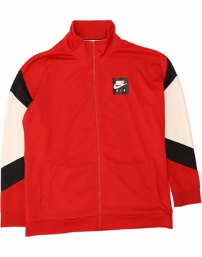 NIKE Mens Graphic Tracksuit Top Jacket XL Red Colourblock Polyester