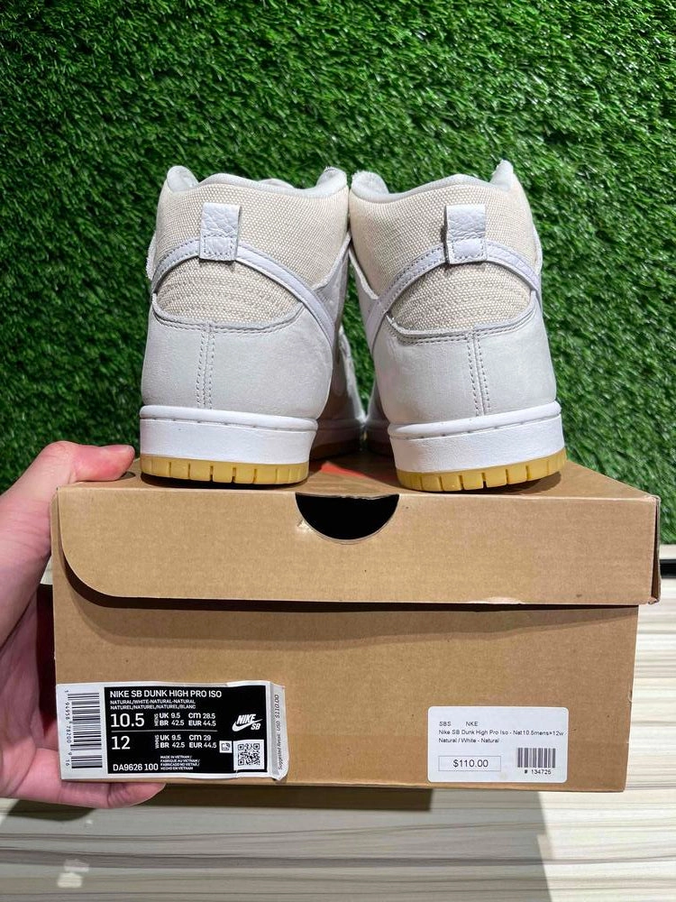 Nike SB Dunk High Pro ISO Orange Label Unbleached Natural Sz 10.5