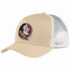 Nike Seminole Logo Adjustable Structured Trucker Cap - Vegas Gold/White