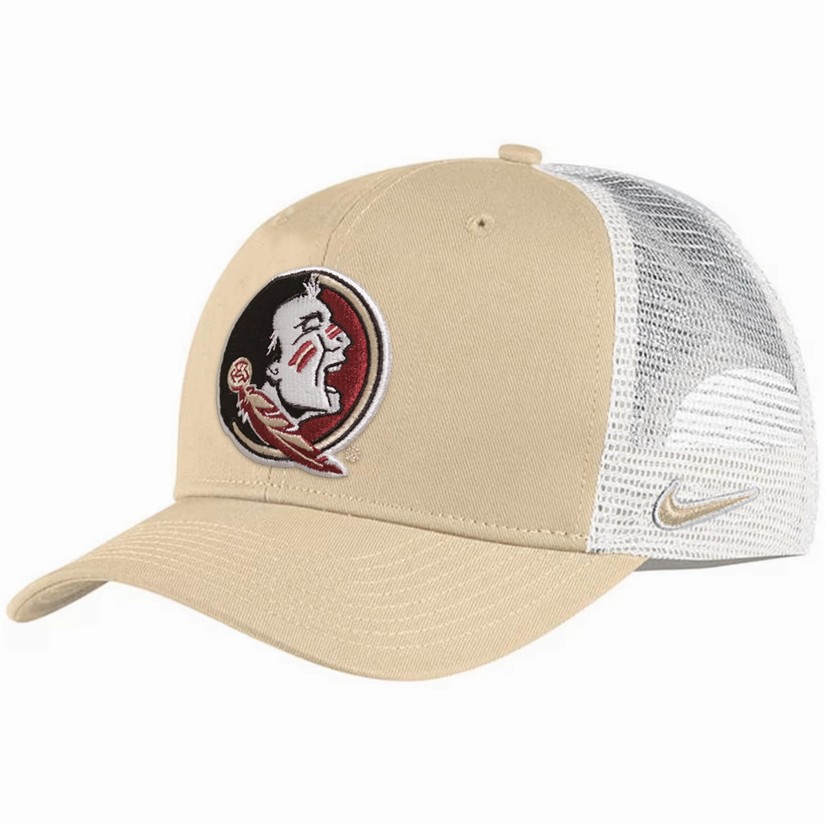 Nike Seminole Logo Adjustable Structured Trucker Cap - Vegas Gold/White