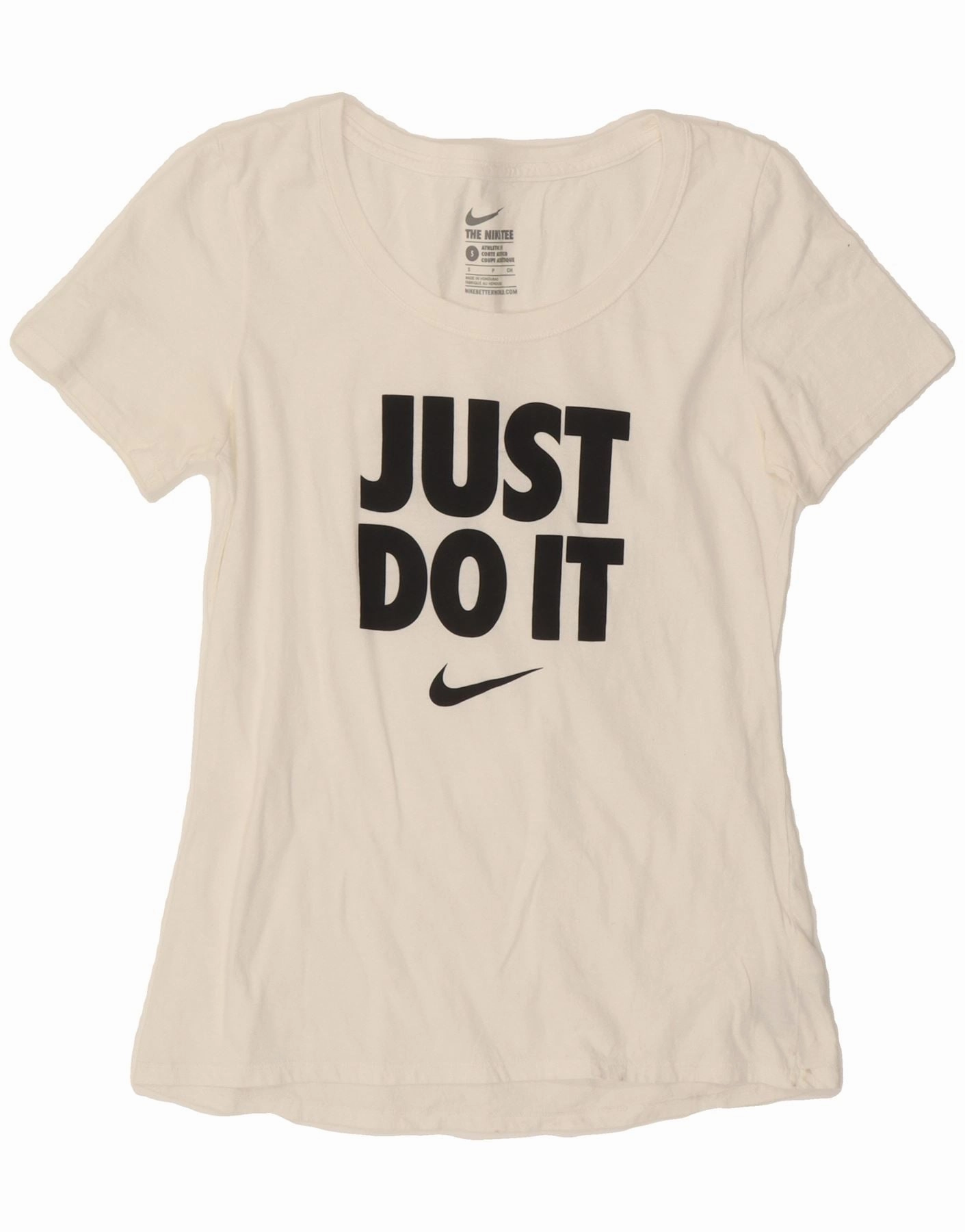 NIKE Womens Athletic Cut Graphic T-Shirt Top UK 10 Small White Cotton