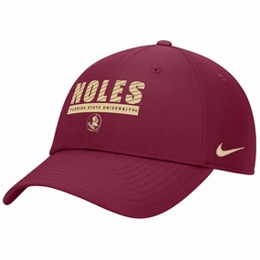 Nike Youth Noles/Florida State University/Seminole Logo Adjustable 5 Panel Rise Cap - Garnet