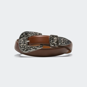 Papillon Western Tip Belt - Brown Steer Leather