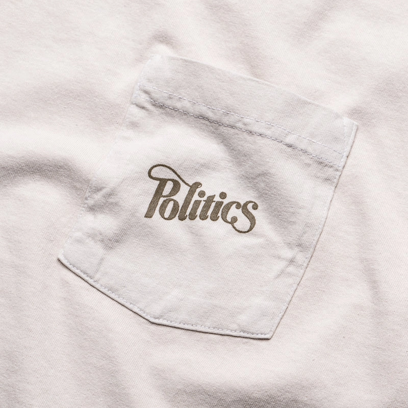Politics Script Pocket Tee - Cement