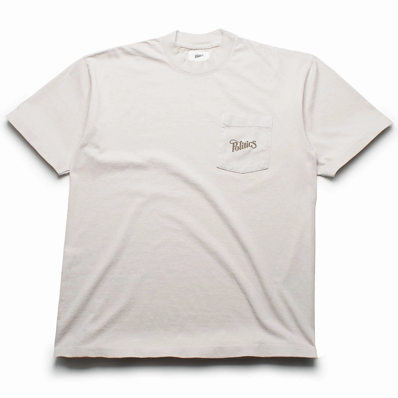 Politics Script Pocket Tee - Cement