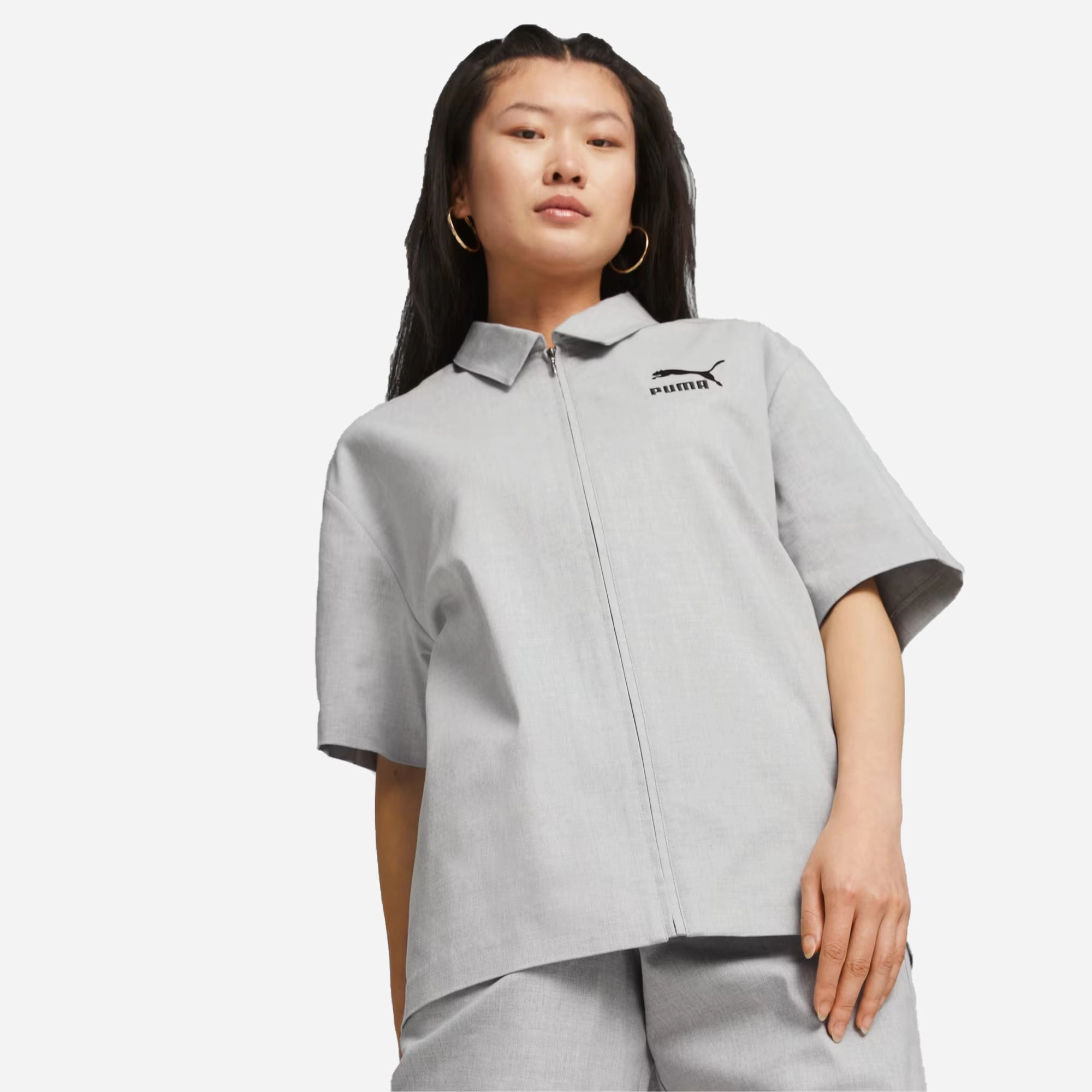 Puma | LUXE SPORT T7 SHIRT  { LIGHT GRAY HEATHER