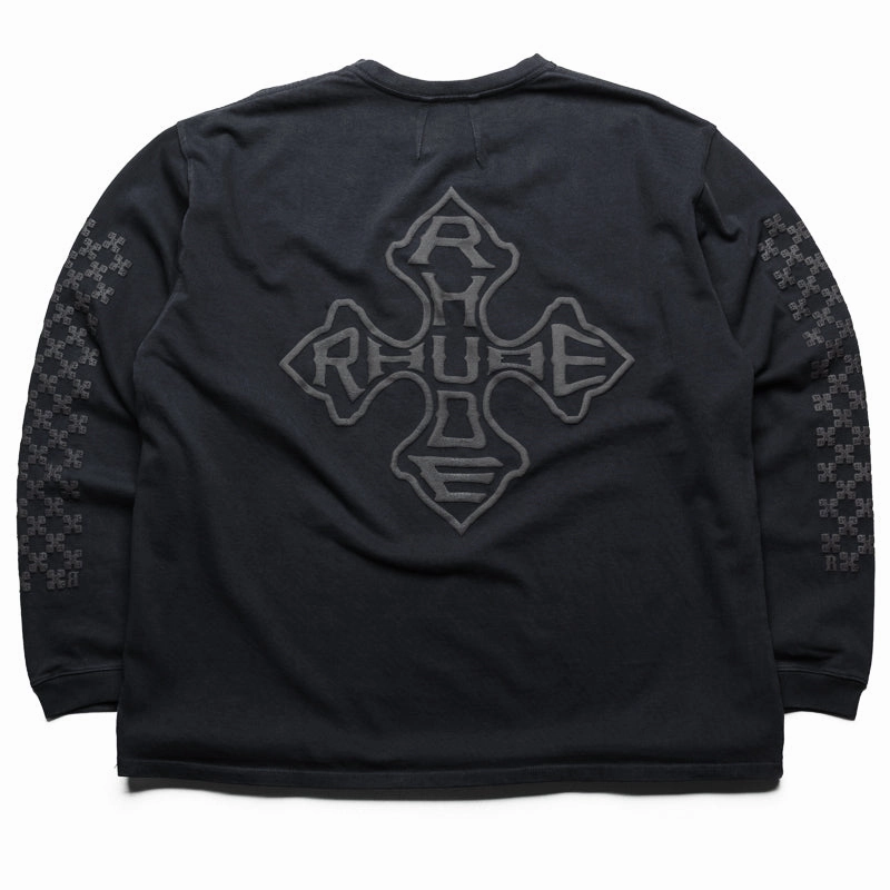 Rhude Cross Logo L/S Tee - Vintage Black