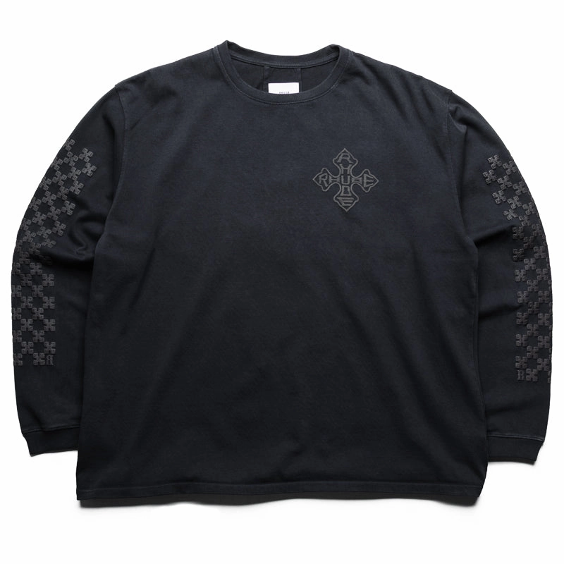Rhude Cross Logo L/S Tee - Vintage Black