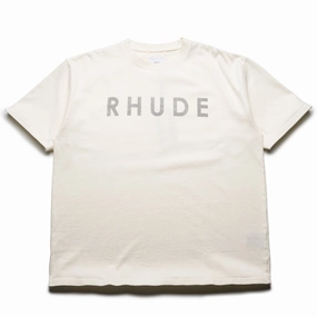 Rhude Distressed Logo Tee - Vintage White