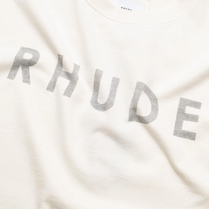 Rhude Distressed Logo Tee - Vintage White