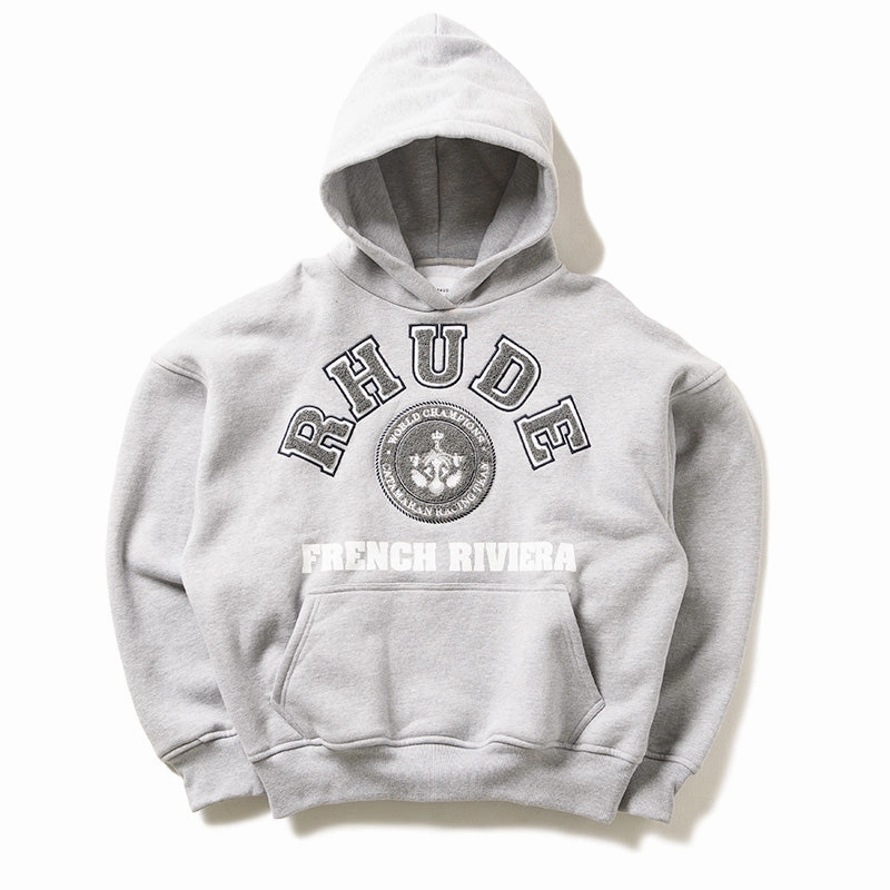 Rhude French Riviera Patch Hoodie - Heather Gray