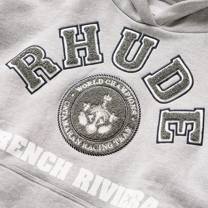 Rhude French Riviera Patch Hoodie - Heather Gray