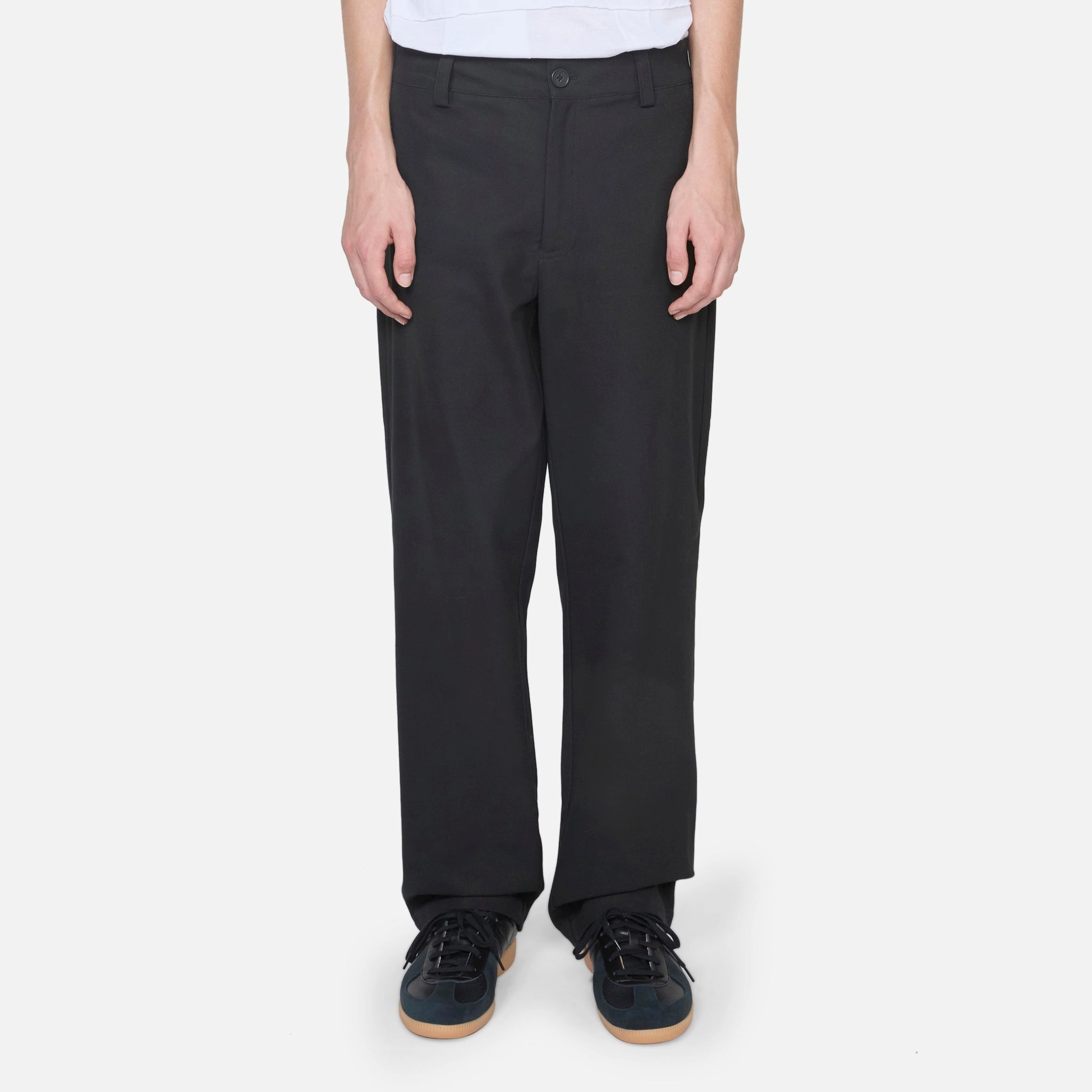 Straight Leg Canvas Trousers Anthracite Black