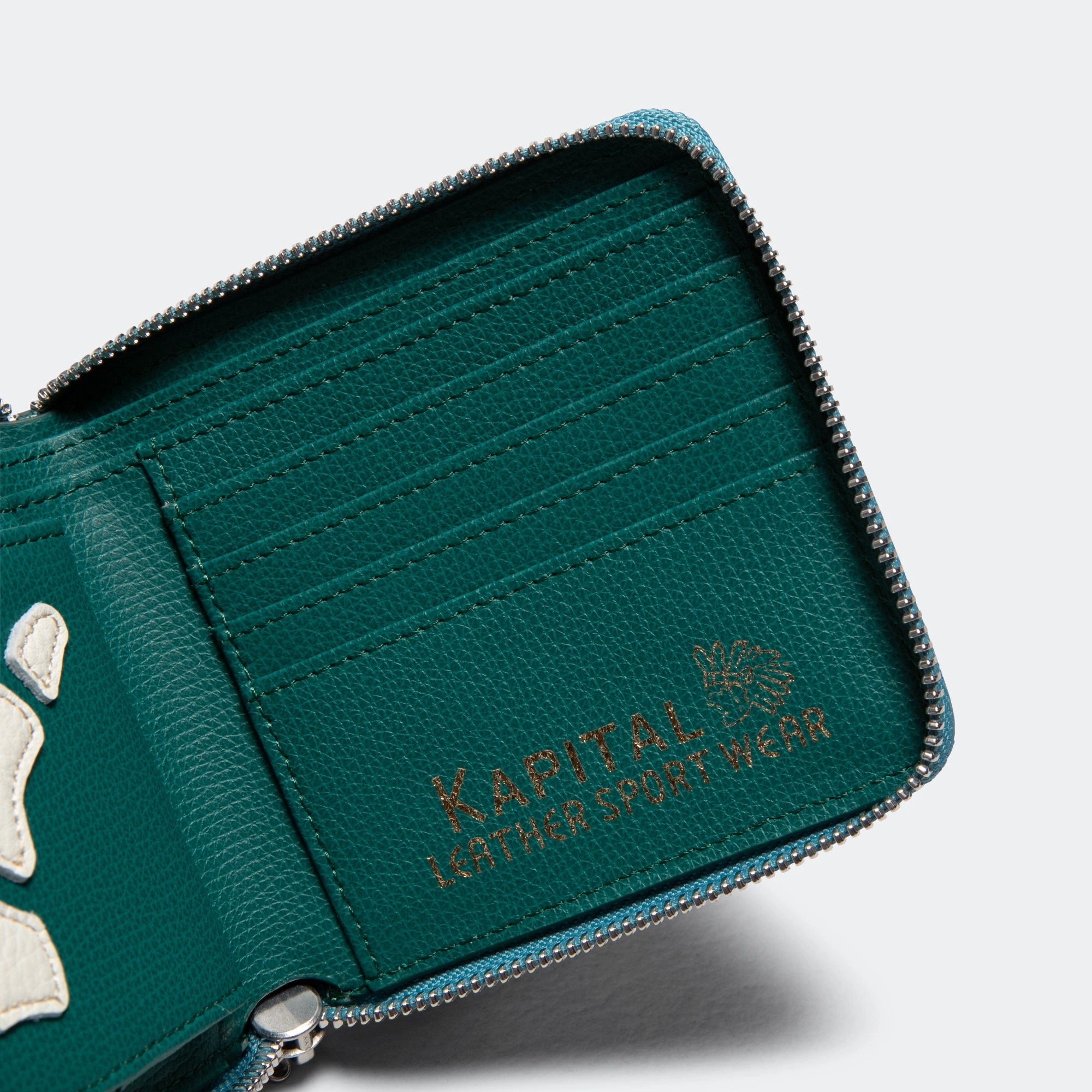 THUMB-UP BONE BAND ZIP Wallet - Peacock Green