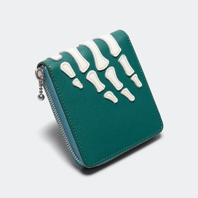 THUMB-UP BONE BAND ZIP Wallet - Peacock Green