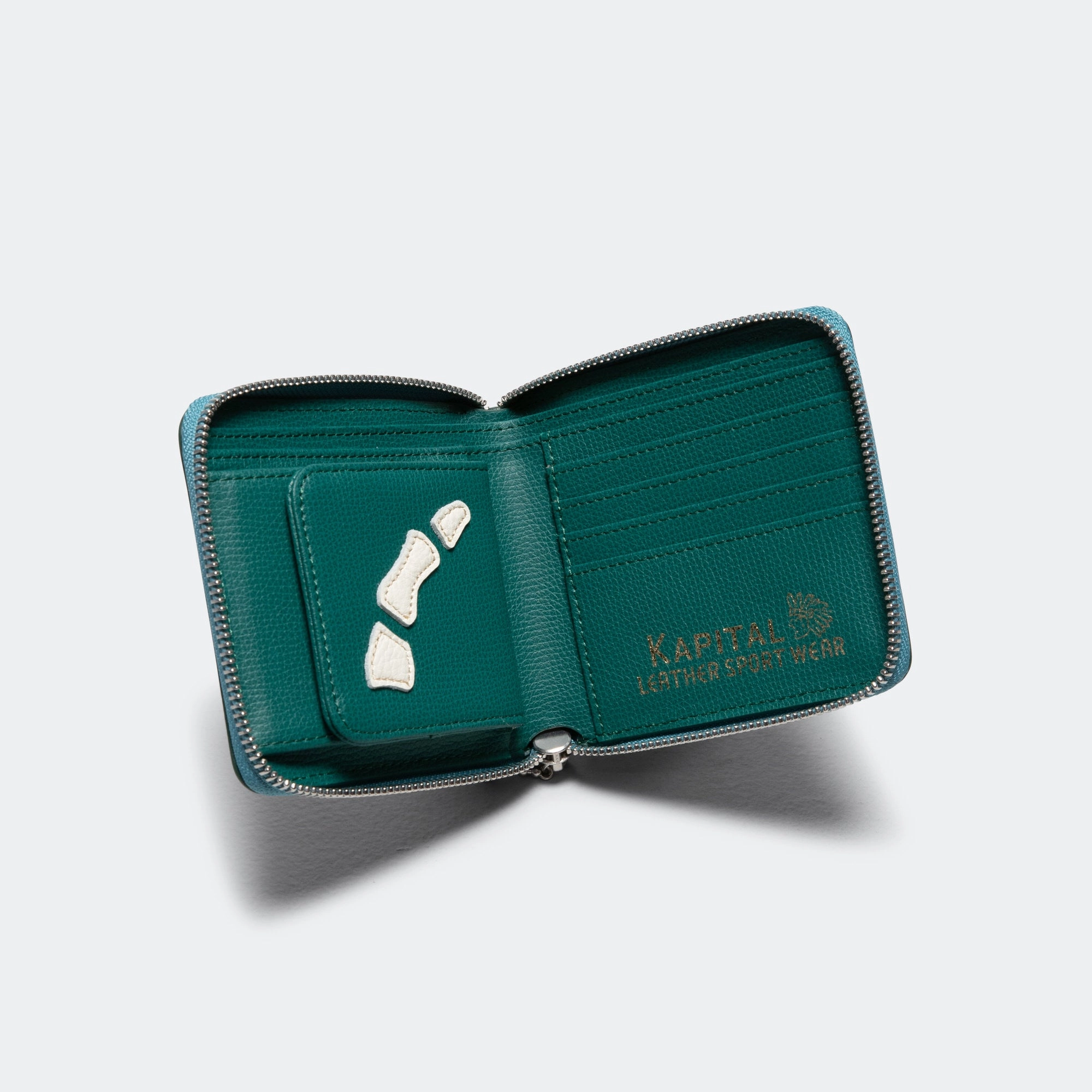 THUMB-UP BONE BAND ZIP Wallet - Peacock Green
