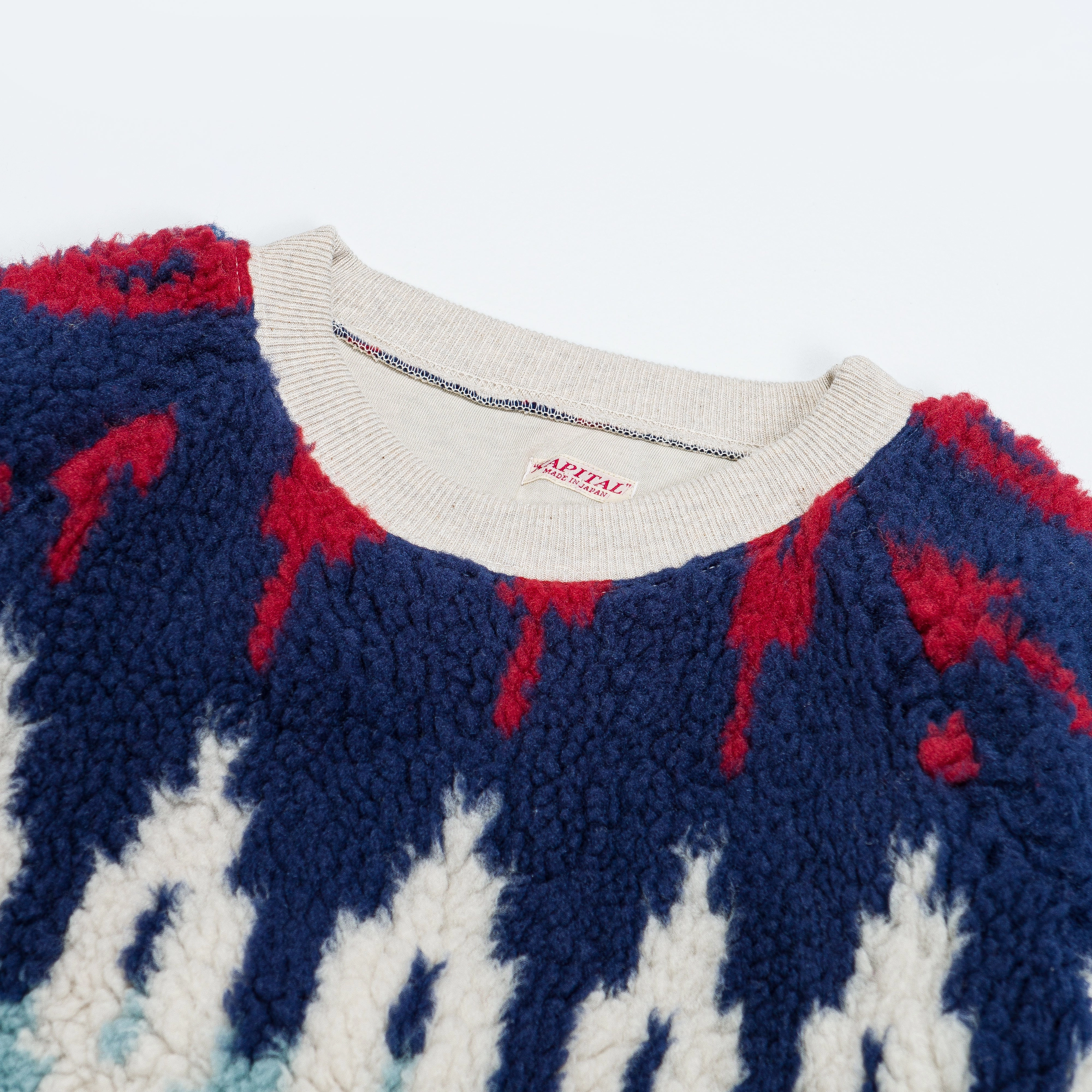 TOP Fleece Knit x BOA Fleece NORDIC SWT - Navy/Red
