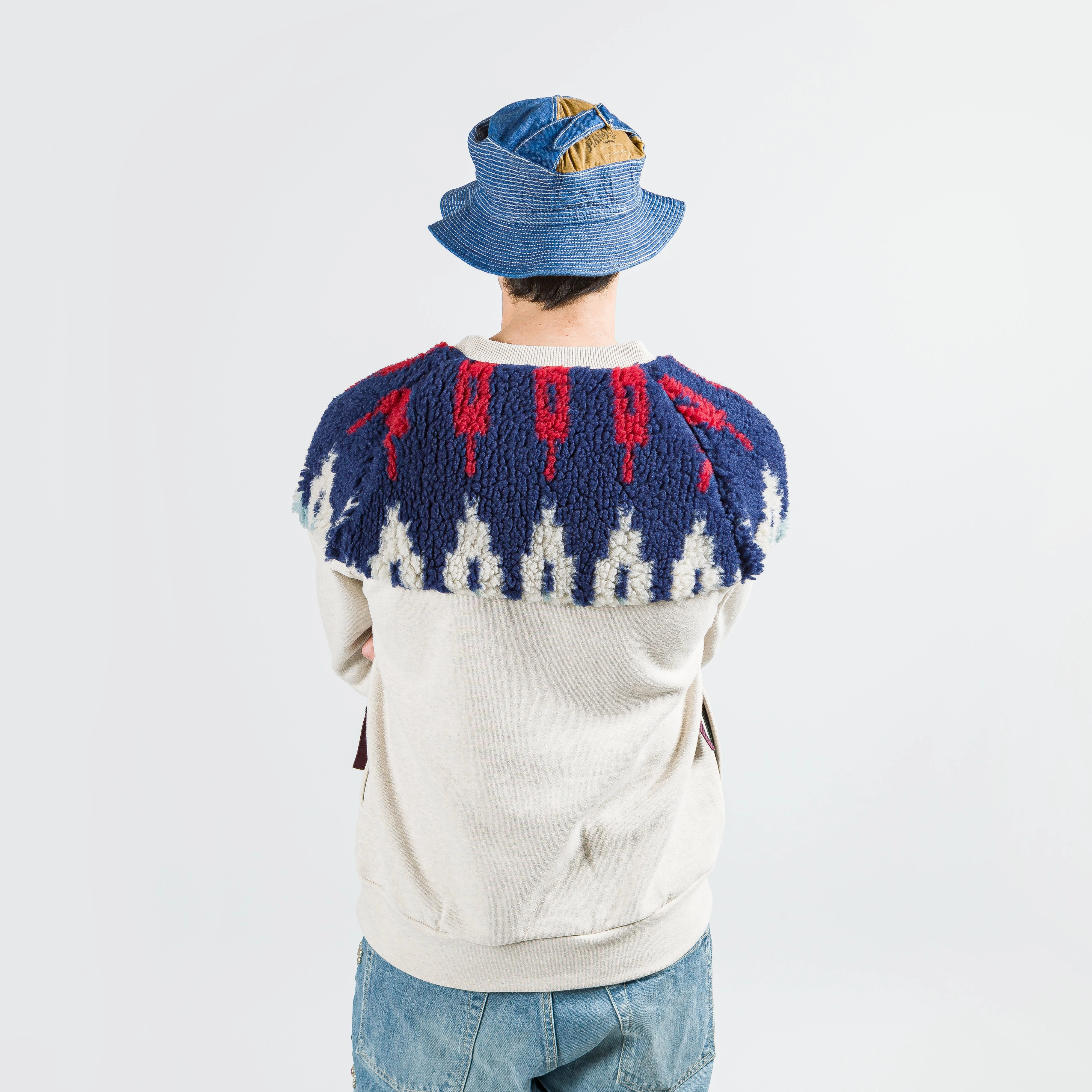 TOP Fleece Knit x BOA Fleece NORDIC SWT - Navy/Red
