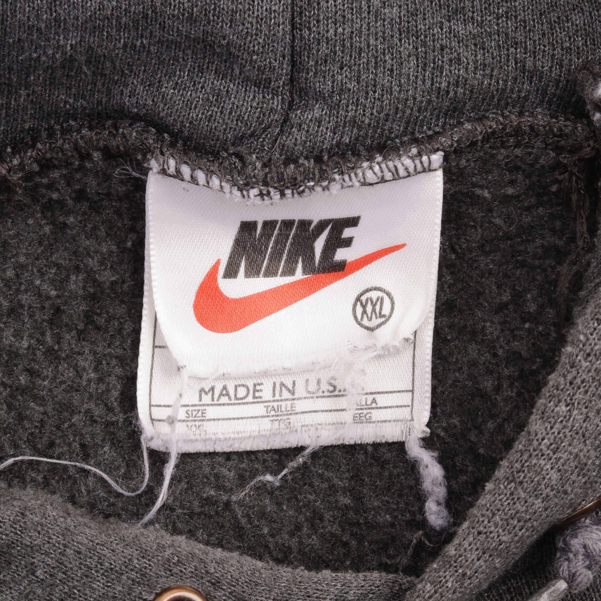 VINTAGE NIKE ATHLETICS DARK GREY HOODIE SWEATSHIRT 1990S SIZE 2XL MADE IN USA