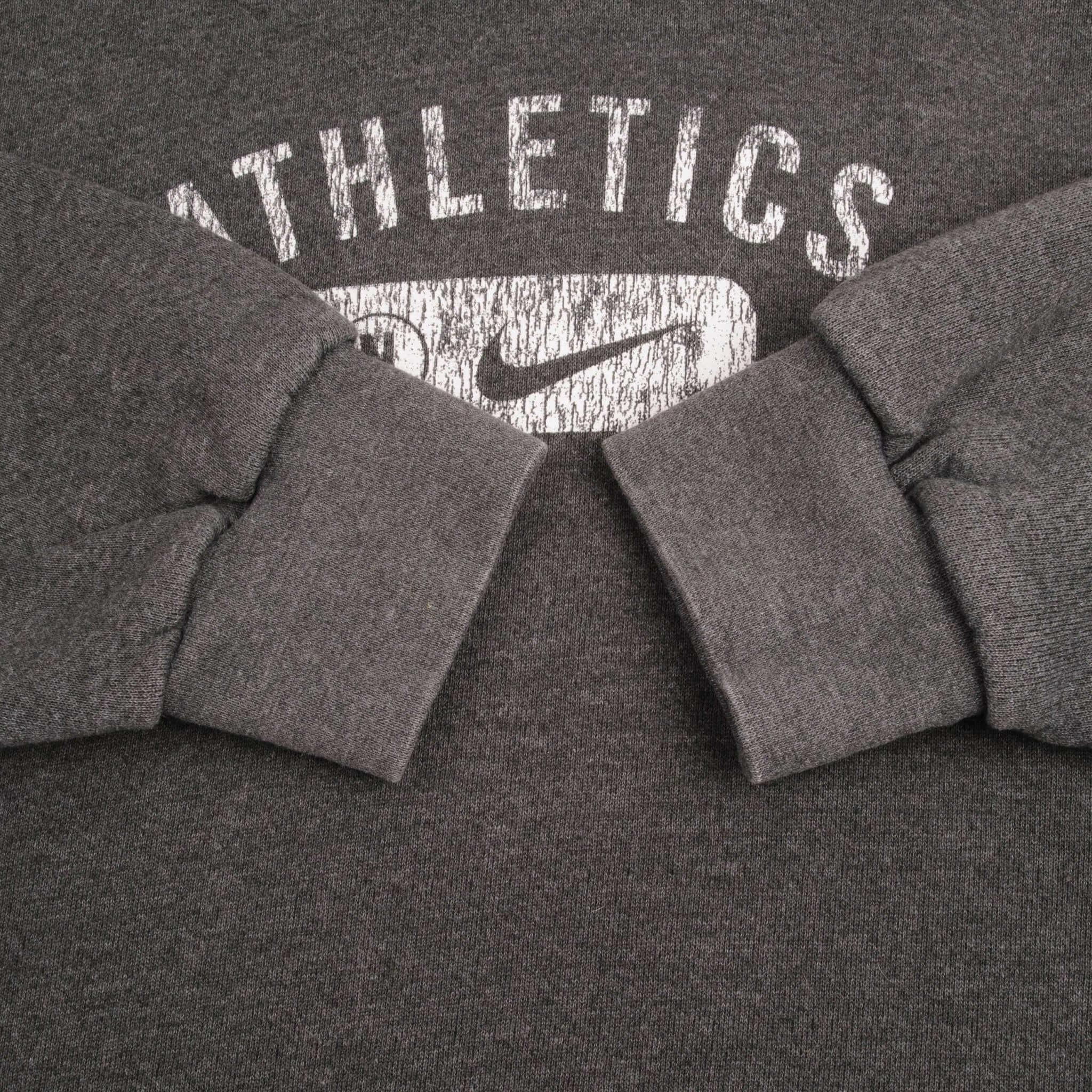 VINTAGE NIKE ATHLETICS DARK GREY HOODIE SWEATSHIRT 1990S SIZE 2XL MADE IN USA