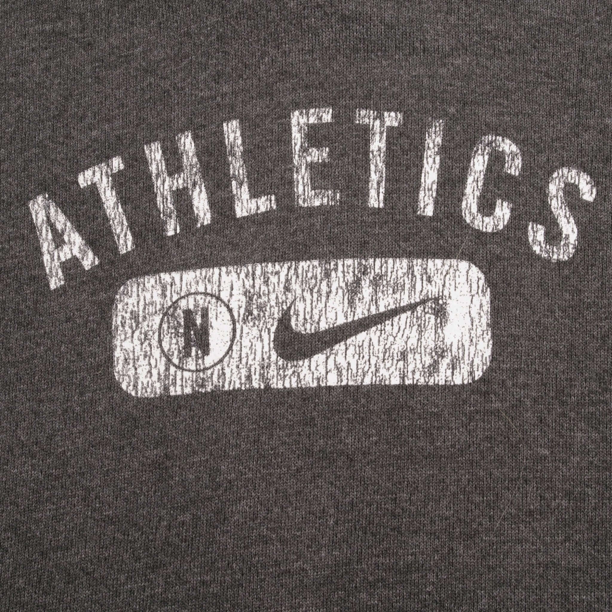 VINTAGE NIKE ATHLETICS DARK GREY HOODIE SWEATSHIRT 1990S SIZE 2XL MADE IN USA