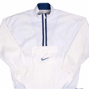 VINTAGE NIKE BIG SWOOSH WHITE PULLOVER WINDBREAKER JACKET 1990S LARGE
