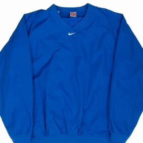 VINTAGE NIKE CENTER SWOOSH BLUE WINDBREAKER PULLOVER JACKET 2000S LARGE
