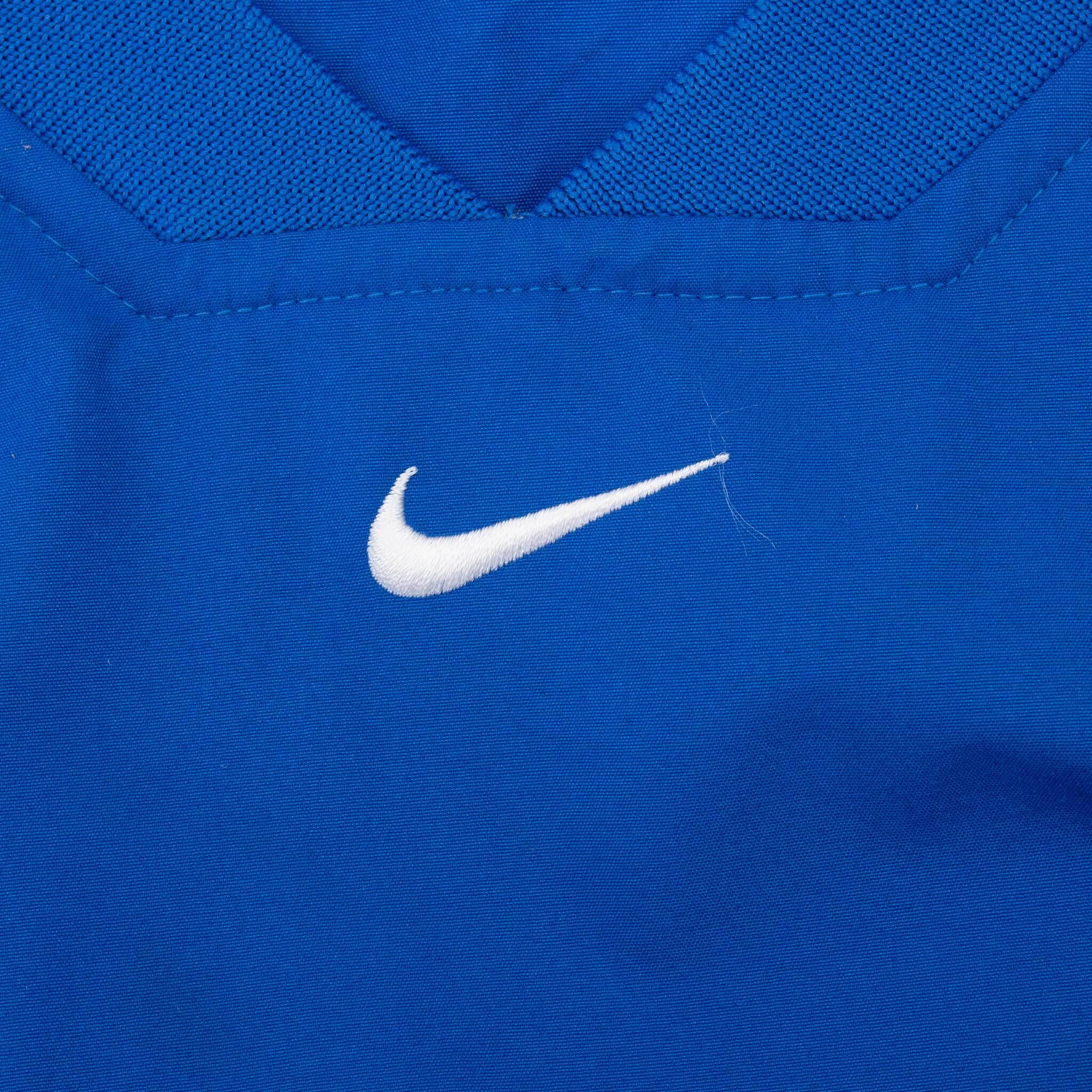 VINTAGE NIKE CENTER SWOOSH BLUE WINDBREAKER PULLOVER JACKET 2000S LARGE
