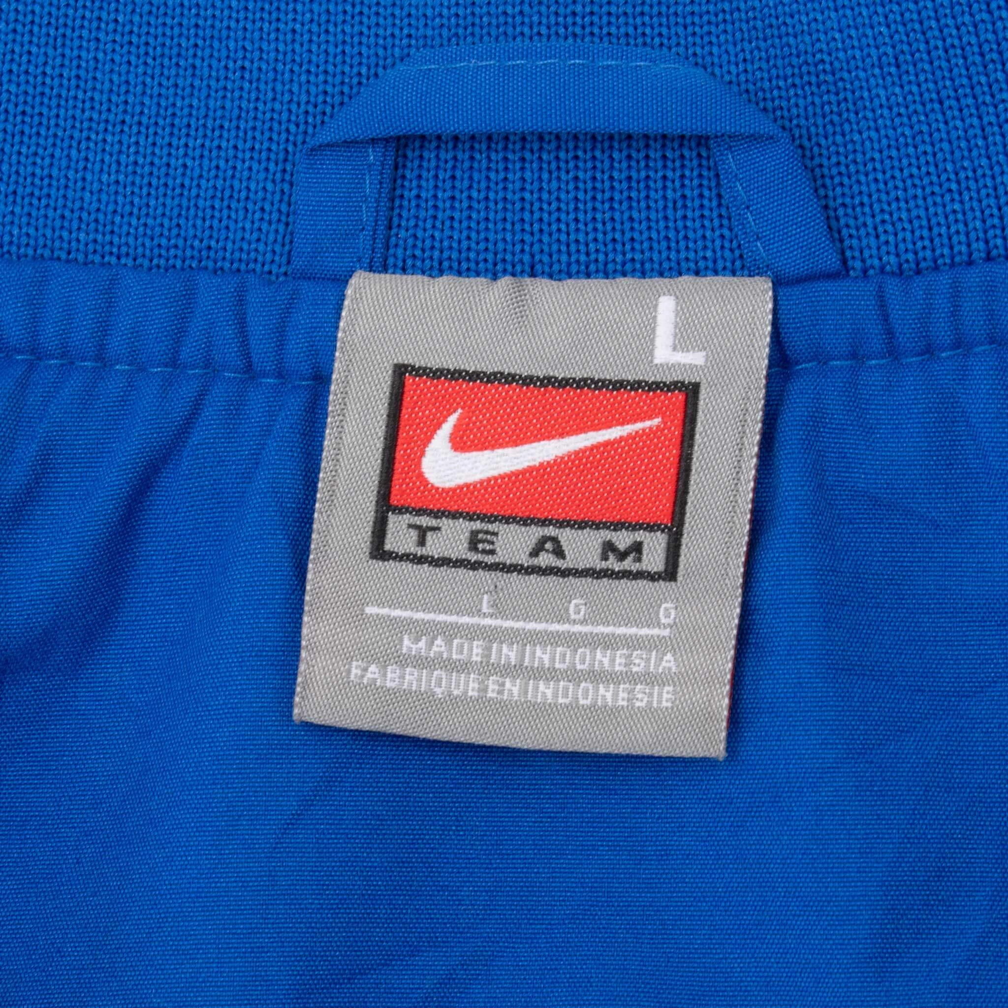 VINTAGE NIKE CENTER SWOOSH BLUE WINDBREAKER PULLOVER JACKET 2000S LARGE