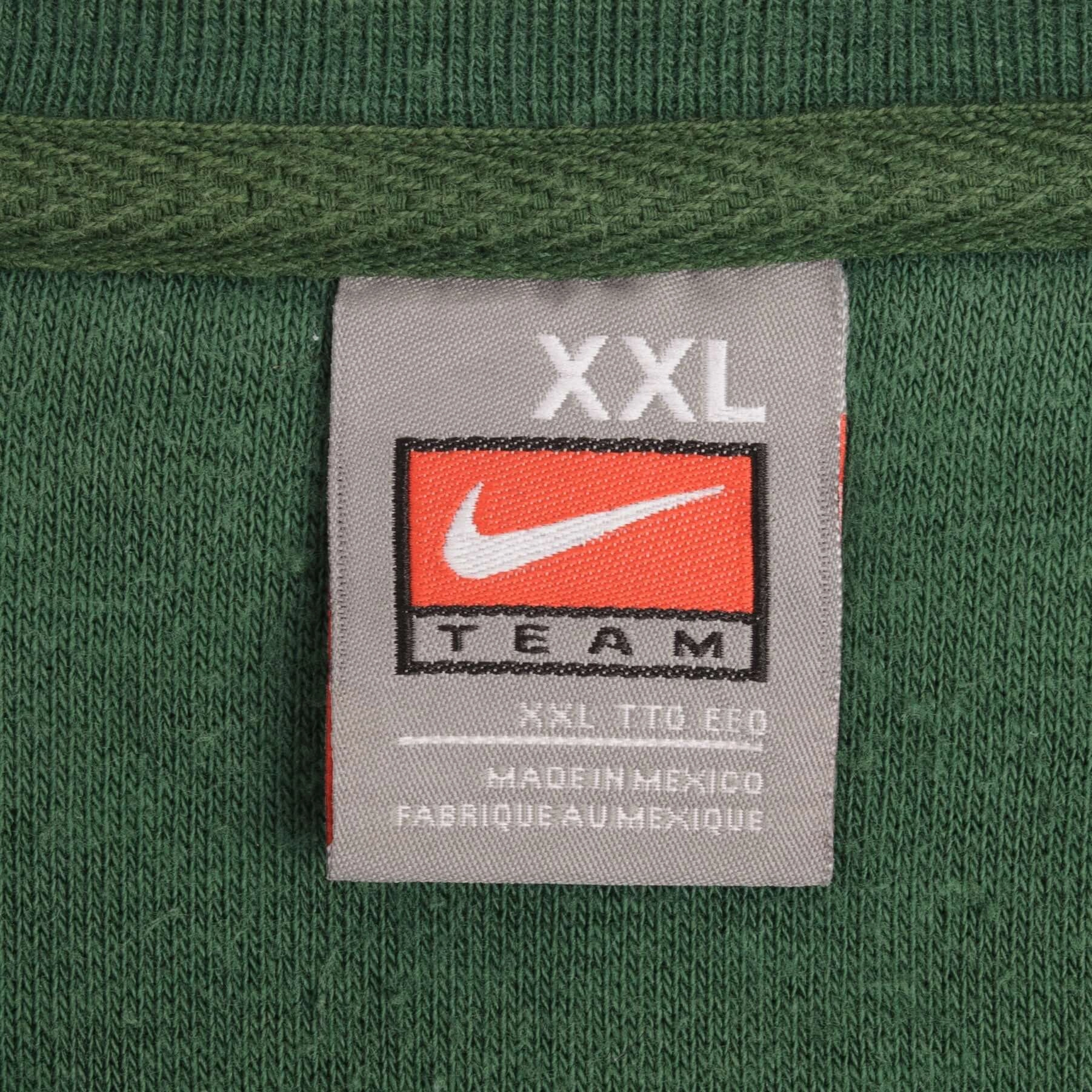 VINTAGE NIKE CENTER SWOOSH GREEN CREWNECK SWEATSHIRT 2000S SIZE 2XL