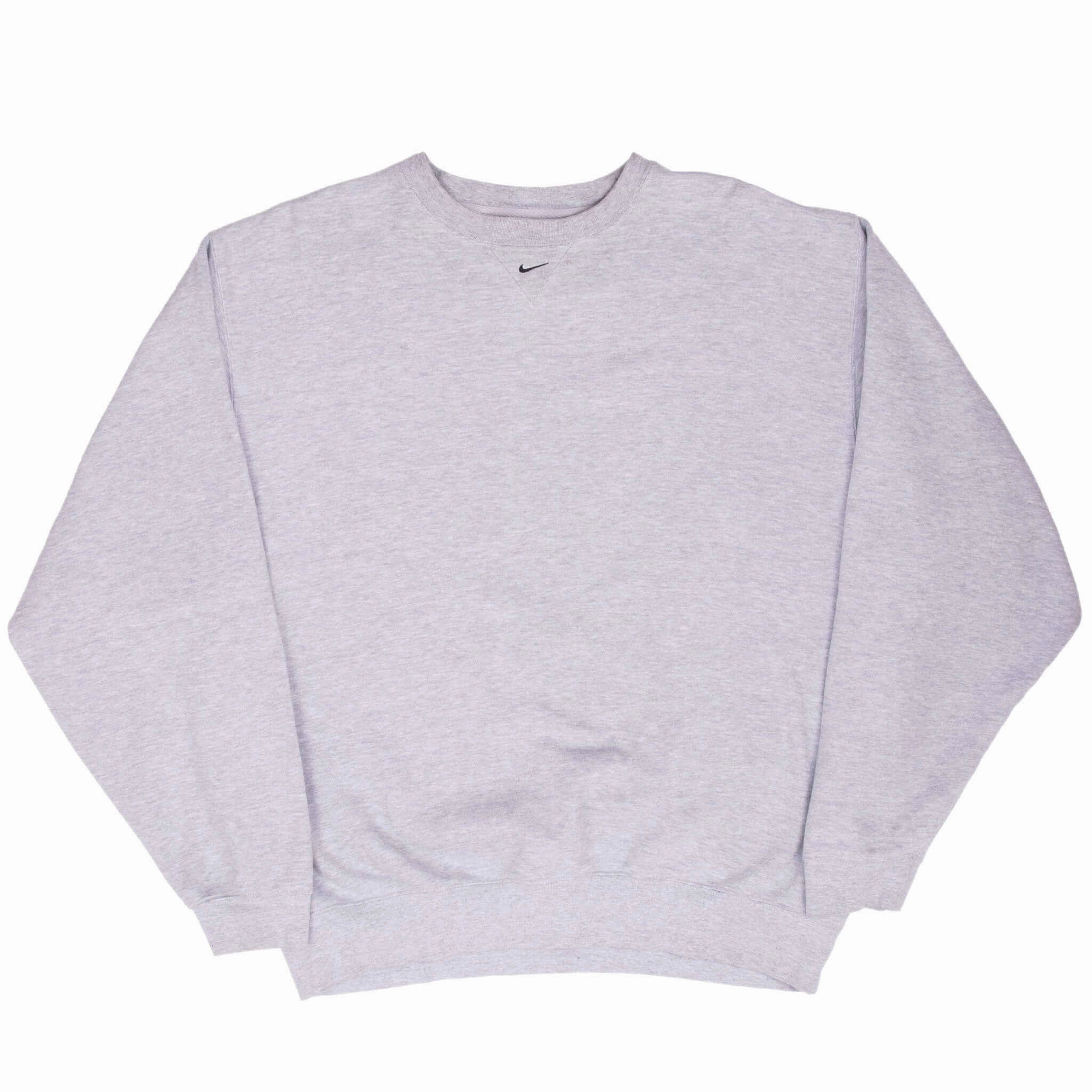 VINTAGE NIKE CENTER SWOOSH GREY CREWNECK SWEATSHIRT 2000S LARGE