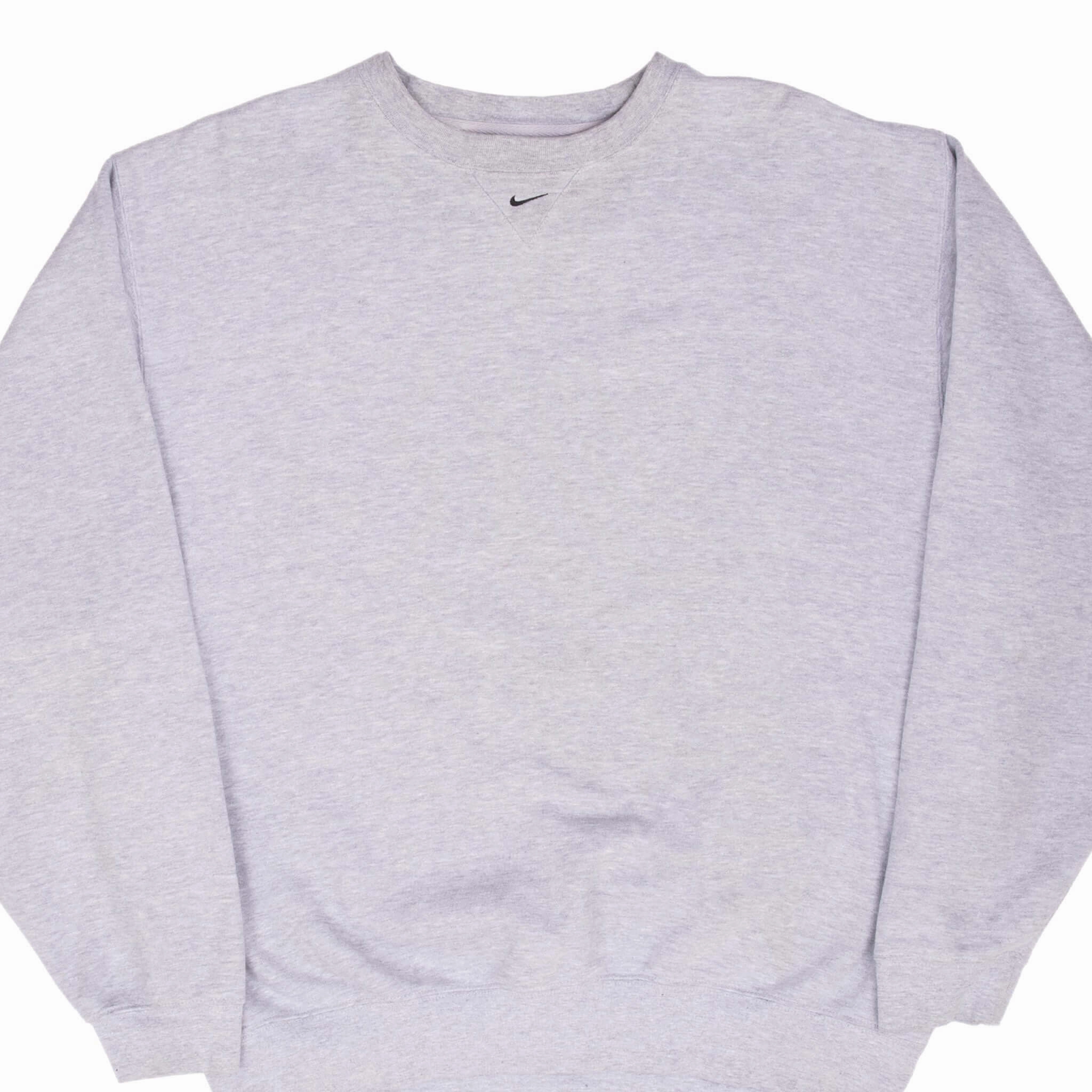 VINTAGE NIKE CENTER SWOOSH GREY CREWNECK SWEATSHIRT 2000S LARGE