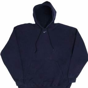 VINTAGE NIKE CENTER SWOOSH NAVY BLUE TRAVIS SCOTT HOODIE 1990S LARGE MADE USA
